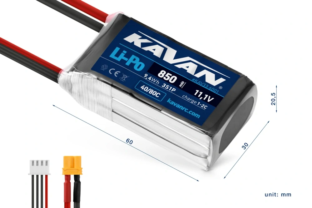 Aku Lipo Kavan 3S 850mAh  11,1 V