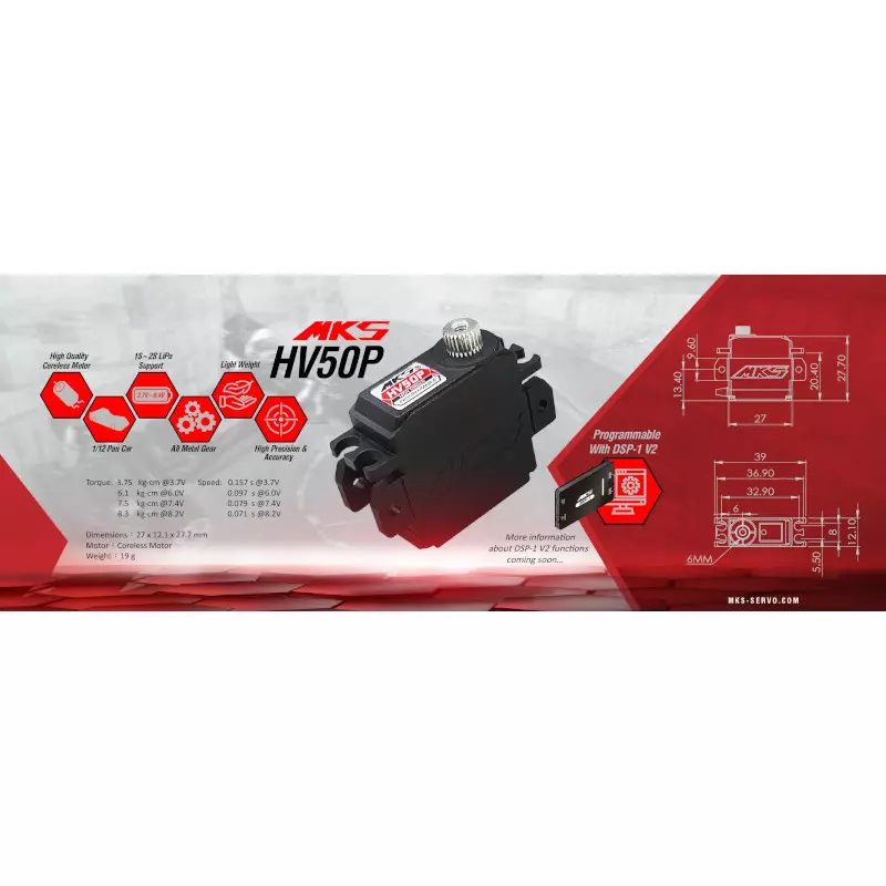 HV50P Digitalní Servo - pro 1/12 Car